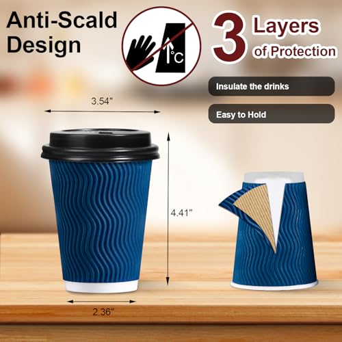 Lamosi Disposable Coffee Cups with Lids, Insulated To Go Coffee Cups with Lids - Image 2