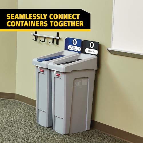 Image of Rubbermaid Commercial Products SLIM JIM Recycling Station 1-Stream Mixed Recycling Bin /Can /Kit /Station, 33 GAL, for Kitchens /Classrooms /Offices /Back of House /Higher Education /Commercial Facilities