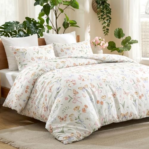 Tospass Bettwäsche 135x200 Blumen Bunt Floral Schmetterling Bettwäsche Set – Ansicht 2