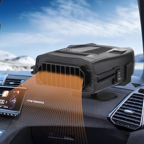 Coikes Riscaldamento per Auto 12V 150W Portatile Riscaldatore Auto Demister Regolazione 360 Gradi Riscaldamento Universale Sbrinatore Ventola 2 in 1 Riscaldatore Auto/Ventola di Raffreddamento
