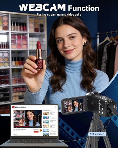 Video Camera Camcorder 4K, HD 80MP IR Night Vision Cameras, 18X Digital Zoom Webcam Video Recorder, 3.0 Inch 270 Degree Rotation IPS Screen YouTube Vlogging Camera with Two Batteries, and 32GB SD Card - Image 6
