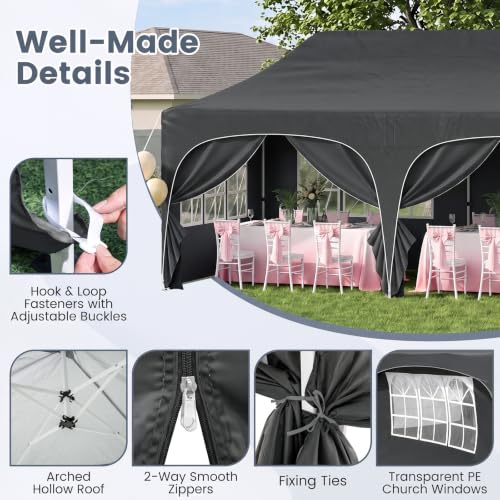 Image of Tangkula 10 x 20 ft Pop Up Canopy with 6 Removable Sidewalls