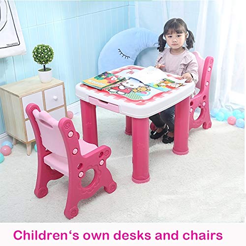 xiangyu Kid's Patchwork Study Desk with Chairs (Set of 3 Pieces)