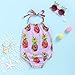 Mini honey Baby Girl Pineapple Print Backless Halter Swimwear Sunsuit Summer Beachwear Outfit (6-9 Months, Lilac)