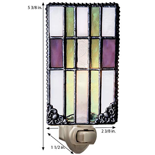 Decorative Night Light Accent Lite Wall Plug In Nightlight Bedroom Bathroom Nursery Kitchen Purple Green Stained Glass Mission Home Décor J Devlin Ntl 170 #TOP2