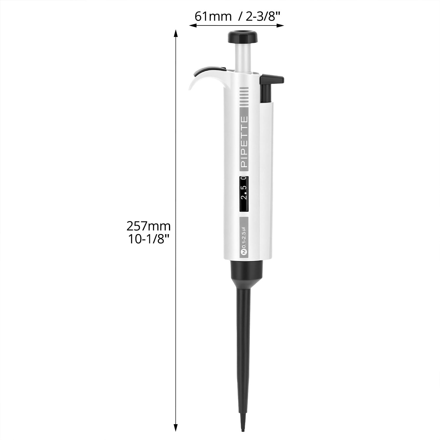QWORK® 0.1μl-2.5μl Pipetta micropipetta da laboratorio a canale singolo ad alta precisione regolabile