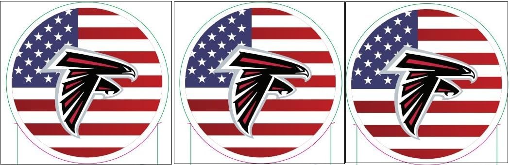NFL Atlanta Falcons 3 Pack Flag Circle Sticker Decal