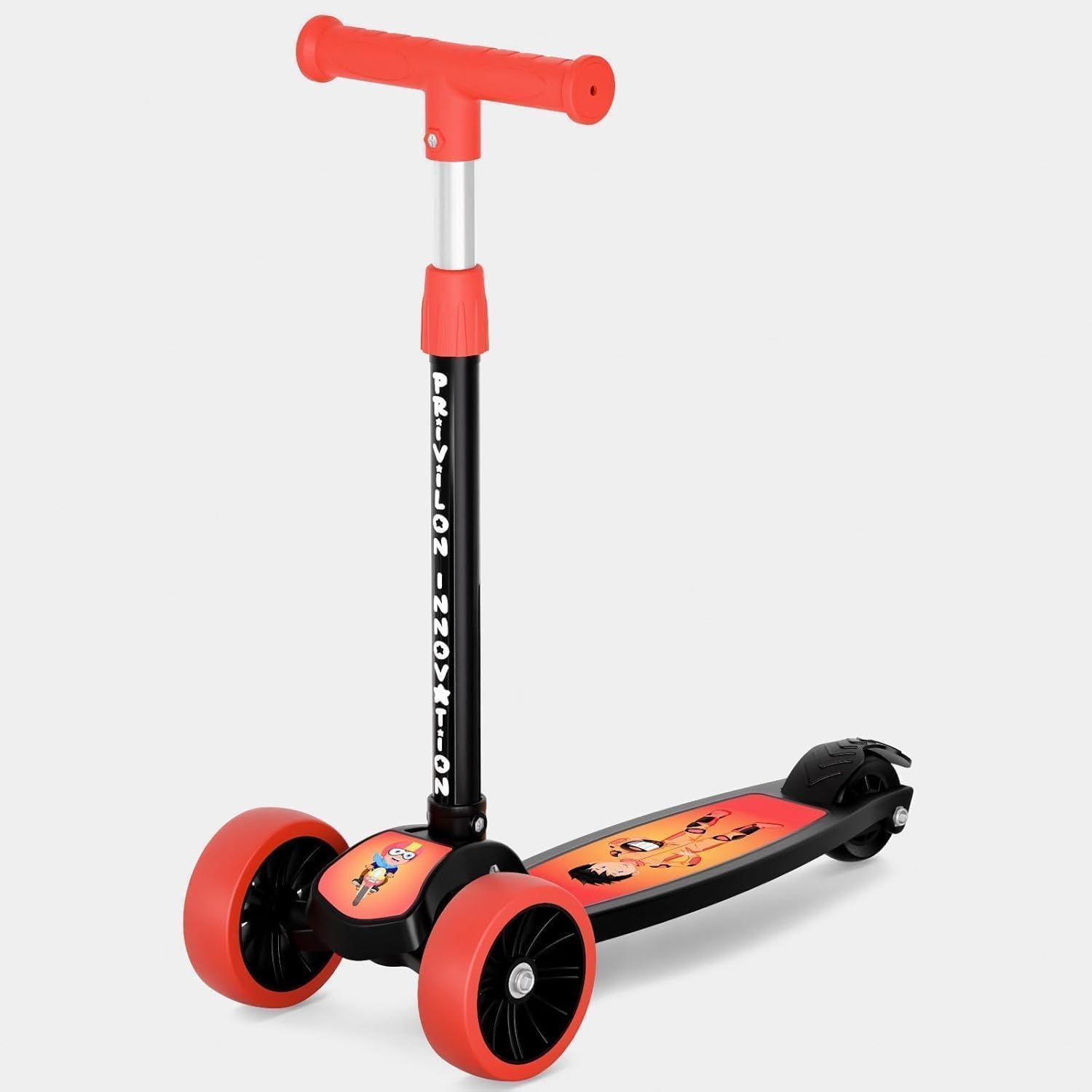 Kids 3-Wheel Foldable Kick Scooter with Adjustable Height, Wide Anti-Slip Deck, Smooth PU Wheels, Lightweight for Boys & Girls Ages 2-10 Years. (Red)-image-33