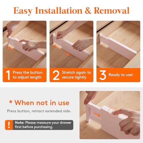 Image of Lifewit 4 inch High Upgrade Drawer Divider, Adjustable Drawer Organizer Clothes