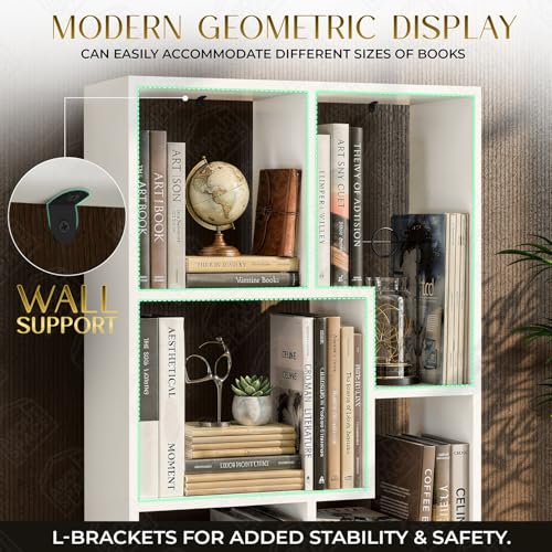 Image of ABOUT SPACE Book Shelf for Home - 8 Shelves, Modern Engineered Wood Book Rack for Study Room, Book Organizer Stand for Library, Bedroom, Living Room, Office (L 60 x B 24 x H 161cm -White)