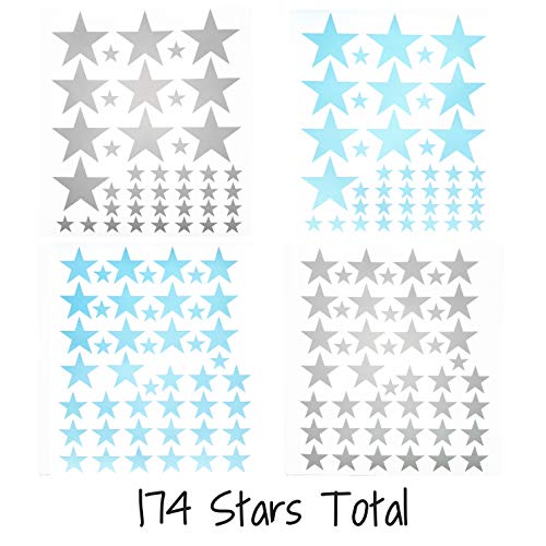 Vinilos decorativos de estrellas para pared en tonos gris y azul miniatura 2