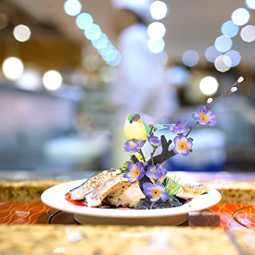 Hanabass 2Pcs Artificial Flower Sushi Plate Sashimi Plate Flower Desktop Flower Plant Sashimi Dish Fake Plum Blossom Dish For Home Kitchen Restaurant Table Decorations #TOP6