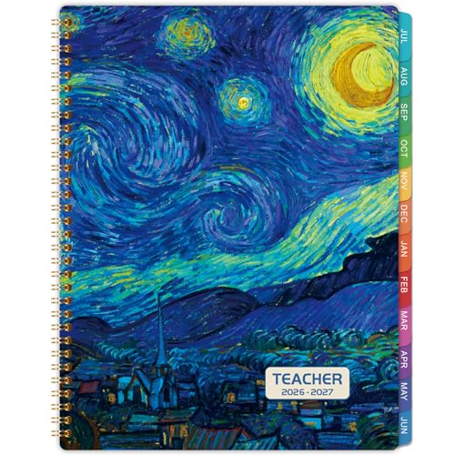 Image of Teacher Planner 2026-2027 - Academic Lesson Planner, Jul 2026 - Jun 2027 | Weekly & Monthly Planner, 12 Colorful Monthly Tab, Premium Paper, Inspirational Quotes, Helps Better Teaching, 8.5 inch x 11 inch