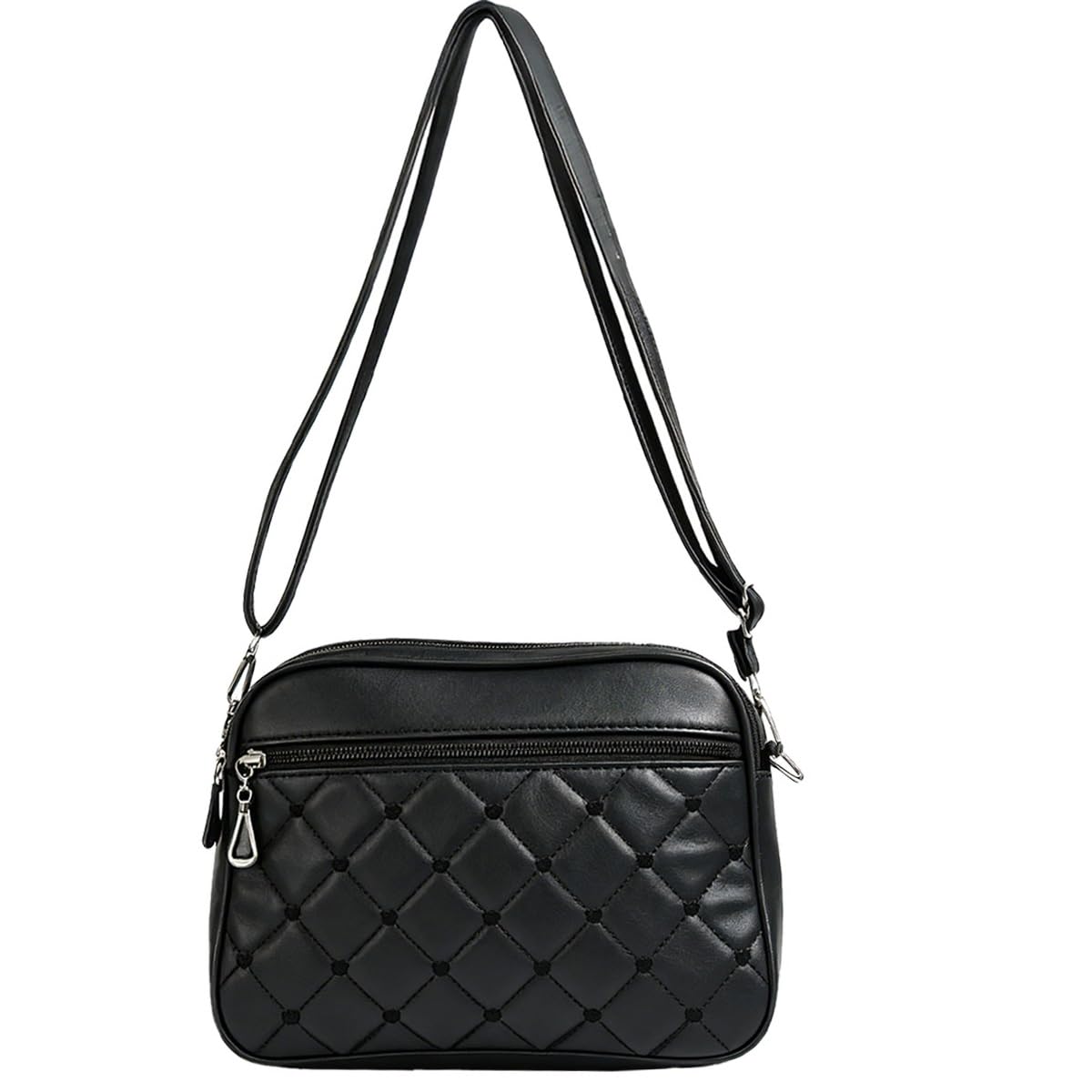 Sac Bandoulière Matelassé Femme CHULIN, Petit Sac à Main Cuir PU Noir