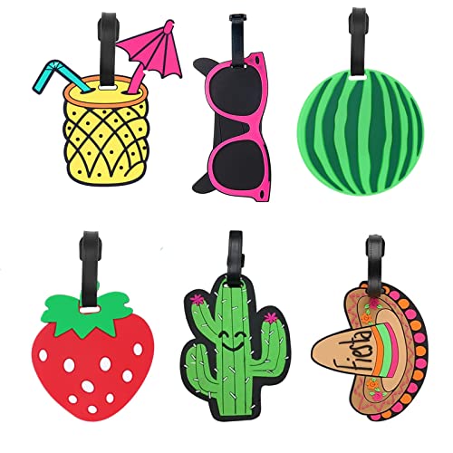 6 Piezas Etiquetas de Etiquetas de Equipaje de Dibujos Animados Identificación de Equipaje Etiquetas de Equipaje con Etiqueta de Dirección Etiquetas de Maleta para Prevención de Pérdida de Equipaje Cover