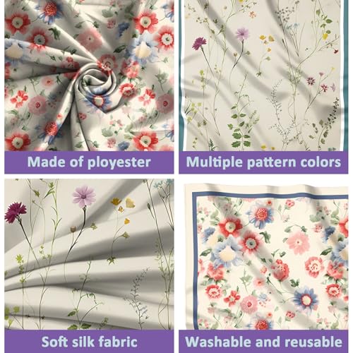 2PCS Scarf Silk Feeling Satin Head Hair Wrap Lightweight Large Square Fashion Cute Aesthetic 27.5 Inches for Women3