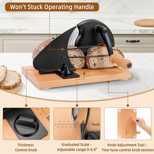 Image of CAWIU Upgraded Manual Bread Slicer for Homemade Sourdough Round with Cover