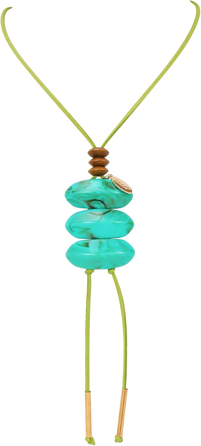 Bocar Long Velvet Resin Necklace with Tassel Pendant for Women Long Costume Necklace Gift (NK-10804)