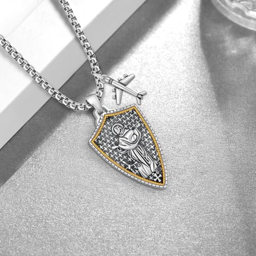 St. Joseph of Cupertino Necklace 925 Sterling Silver, Airplane Pendant Catholic Necklace, St Joseph of Cupertino Airplane Necklace for Men Travelers Pilots3