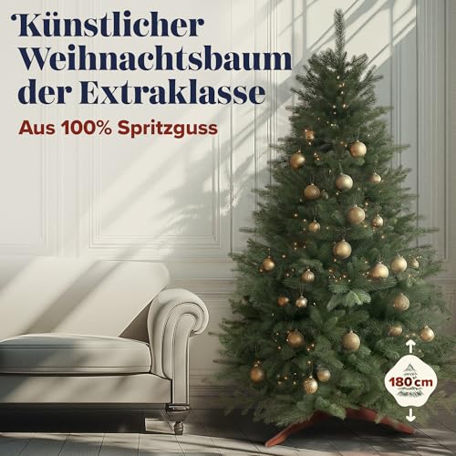 Weihnachtsbaum künstlich 180cm 100% PE Spritzguss - TESTSIEGER - Naturgetreu, dichte Zweige… – Ansicht 2