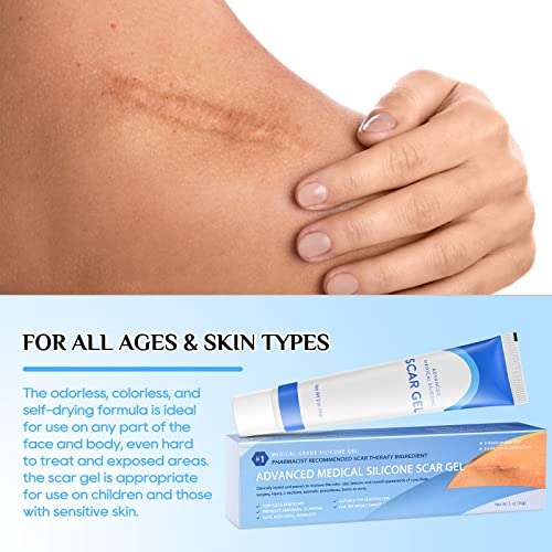 Silicone Scar Gel, Scar Cream, Scar Removal And Treatment Cream For Keloids, C-Section, Burn, Surgery, Acne - Physician Formulated Silicone Without Water. Effective For Old And New Scar #TOP5