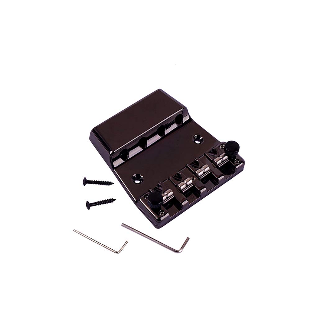 Alnicov Guitar Bridge,Electric Guitar Bridge Repair,with Studs Wrenches,for 4 String Guitar Shoe shaped Black