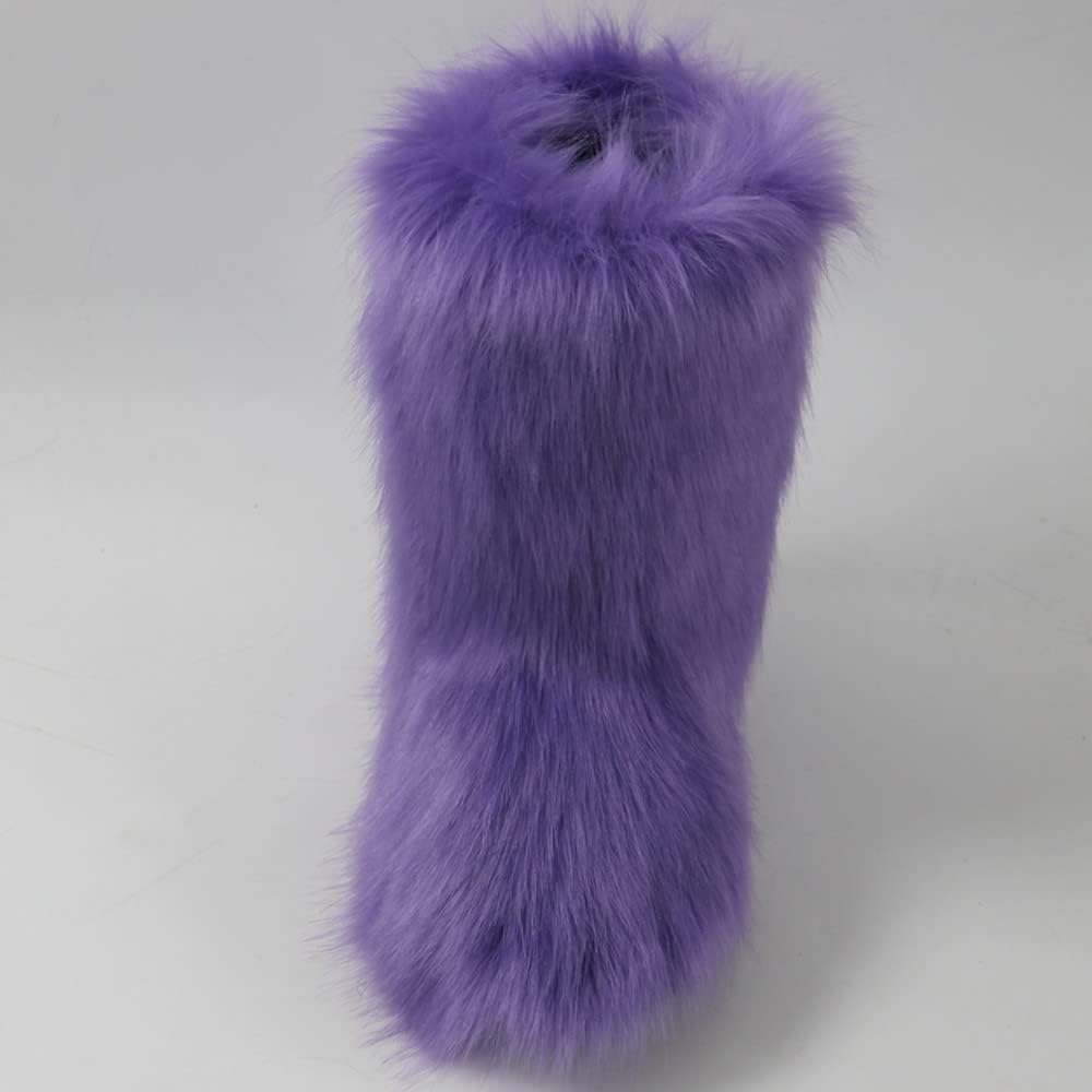 Gegefur Girls Boys Kids Faux Fur Boots Furry Fuzzy Fluffy Warm Winter Snow Boots Flat Shoes Outdoor - Image 2
