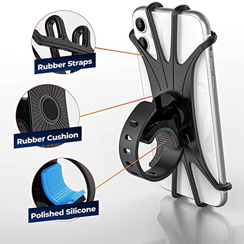 Image of HUMBLE Bike Phone Holder, 360 Rotation Silicone Bicycle Phone Holder /Mount, Universal Motorcycle Handlebar Mount Compatible with 4.0 & 6.7 inches Screen Size of Smartphones (Black)