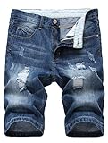 Lavnis Men's Casual Denim Shorts Classic Fit Distressed Summer Fashion Ripped Short Jeans Blue 34