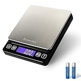 KitchenTour Digital Kitchen Scale - 500g/0.01g High Accuracy Precision Multifunction Food Meat Scale Jewelry Lab Carat Powder Scale with Back-Lit LCD Display(Batteries Included) Black 500g / 0.01g