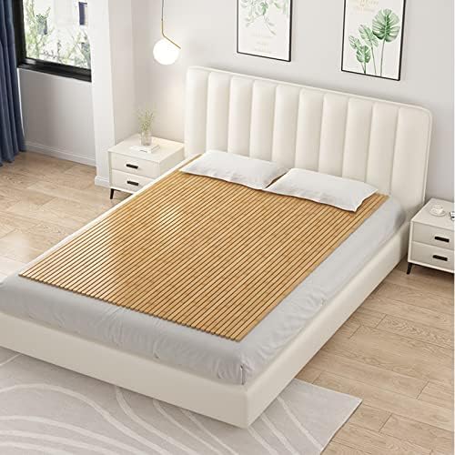 FDSGEEE Bamboo Bed Board Roll Up Sleeping Mattress,Wood Bed Support Slats,Foldable Bed Base Mat Pad,Bed Hardening Artifact for Waist Support,Improve Sleep Quality,Customizable(Size:1x1.9M(39x75in))