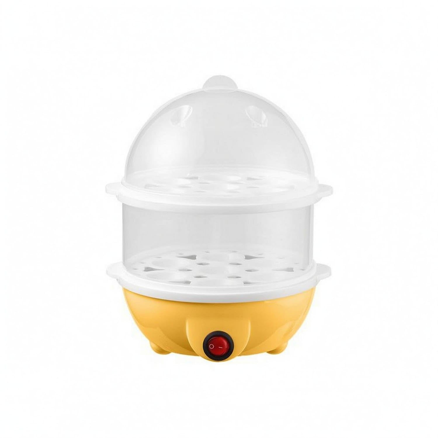 Transparent Two-Tier Egg Steamer Round Dome Lid Electric Egg Boiler 110V Kitchen Appliance Compact, Yellow, Us 110V Double Layer