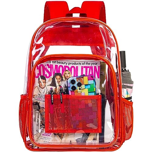Image of AGSDON Clear Backpack, Heavy Duty Transparent Bookbag, See Through PVC Backpacks for Women Men