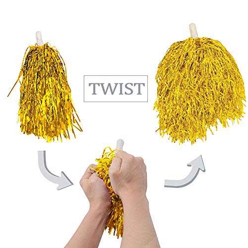 HOSTK 24PCS Cheerleading Poms Squad Spirited Fun Cheering Metallic Foil Plastic Pom with Baton Handle for Dance Party Football Club Decoration - Thumbnail 7