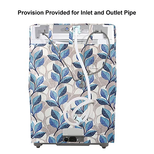 Image of Polyester Top Load Washing Machine Cover With Zip Enclosure Suitable For 5kg to 8kg (Color-Leaf Blue, Size-23x23x35 Inche)