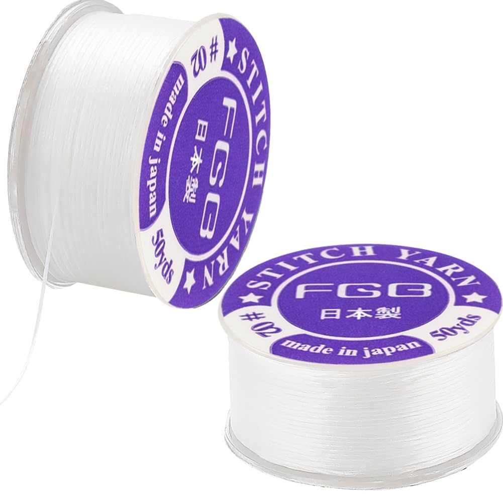 SUNNYCLUE 100 Yards/92m 2 Rolls Beading Thread Nylon Seed Bead Thread Invisible White Beading Cord Sewing Threads Nylon Braided String for Leather Stitching Beadings Jewellery Bracelets Making