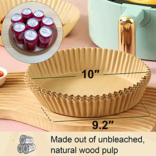 Image of Large Air Fryer Disposable Paper Liner Round, 10 Inch Parchment Liners Non-Stick Fryer Paper Pads Baking Paper Food Grade for 7qt Power XL Air Fryer, Baking Roasting Microwave