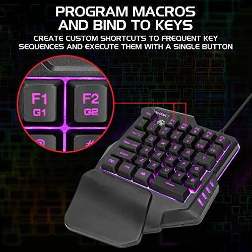 Enhance ENPCKNS100BKEW Gaming Keypad One Handed Gaming Keyboard Mini Keyboard - 7 Color Led Backlit, Programmable Keys thumb #1