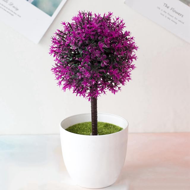 EdricShop Artificial Bonsai Fake Potted Topiary Flower Plant Outdoor for Home Decoration Garden Decor Photography - (Color: Red)