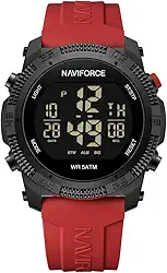 NAVIFORCE Relógio digital masculino esportivo, impermeável, com cronômetro, alarme, pulseira de borracha, relógio de pulso feminino