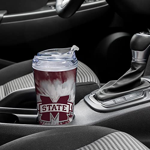 Image of Rico Industries NCAA Glitter 24oz Acrylic Glitter Tumbler with Hinged Lid, Officially Licensed Double Wall Tumbler with Straw