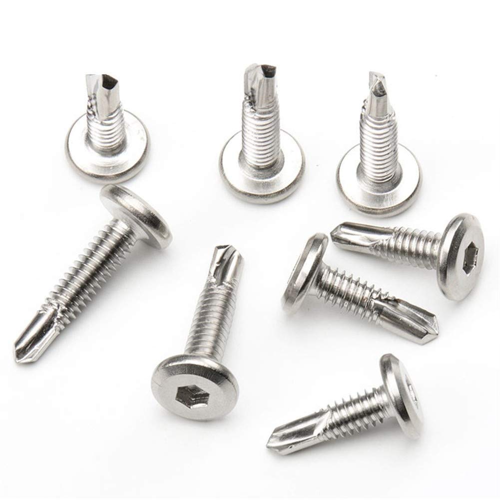 410 Tornillos de Acero Inoxidable 100 Piezas M5 de Cabeza Plana Hex Taladro Cola Tornillos Taladro YIJIAN (Color : 45mm, Size : M5)