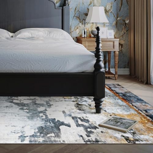 Tapis facile à vivre rectangulaire bleu foncé pour canapé chic - 3