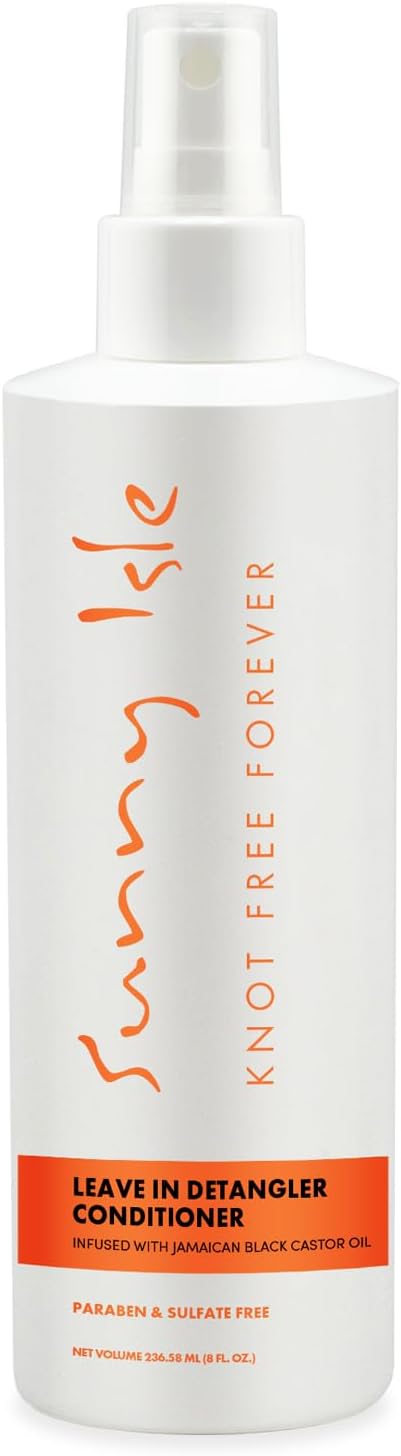 Sunny Isle Jamaican Black Castor Oil Knot Free Forever Leave-In Detangler & Conditioner 8oz | Moisturizes & Stimulates Hair Growth | Softens & Detangles | Eliminates Frizz | Men & Women