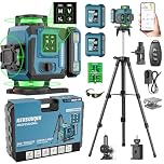 Kevsuvqin Livella Laser con Treppiede,Livella Laser Autolivellante 360 con 2x4800mAh Batterie & Ampio Display LED, 4x360 °Livello Laser,16 Linee Laser Verde/APP/Telecomando/IP54 per l'edilizia