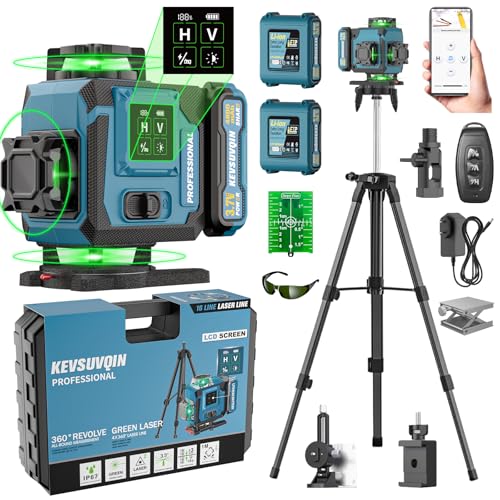 Kevsuvqin Livella Laser con Treppiede,Livella Laser Autolivellante 360 con 2x4800mAh