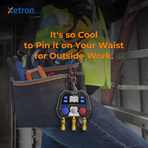 Xetron Manifold Gauge Digital Diagnostic Hvac 1/4"Sae, Terminator Of Traditional Mechanical Gauge, Ota Remote Firmware Upgrade, R410A R134A R12 R404A Etc Refrigerants, 2-Way Dmg-10X #TOP6