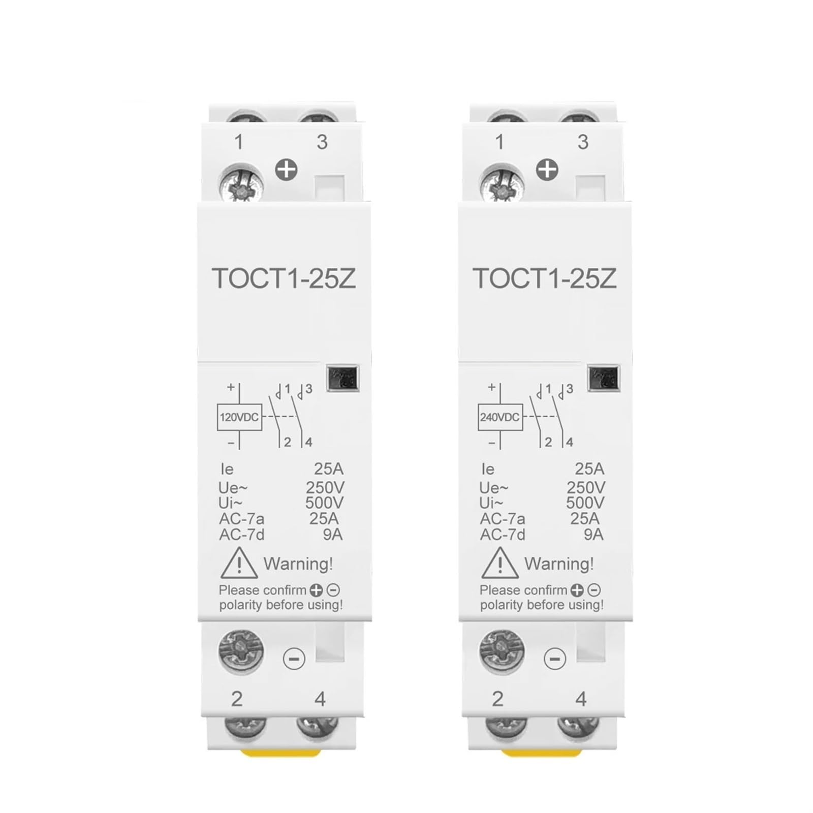 Contactor modular 24V DC de carril DIN con 1NO 1NC de 25A para control electrico automatico 4