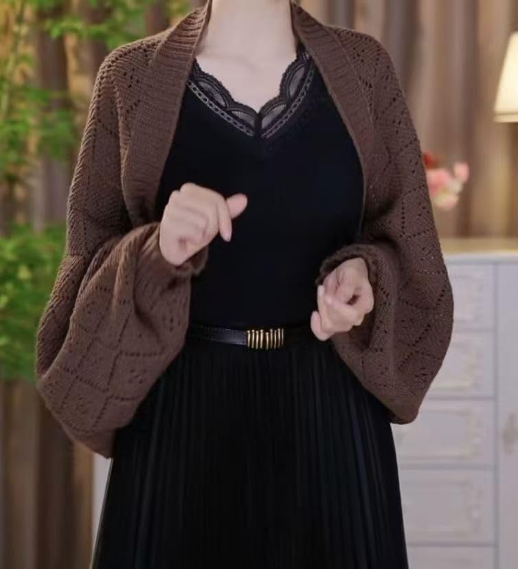 Womens Knit Shawls Wraps Poncho Capes Warm Open Front Long Sleeve Sweater Cardigan Coat Fashion Shawl Wrap Knit Shoulder Tops2