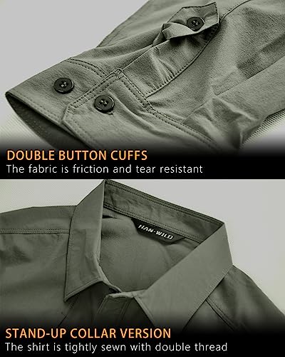 Men's Tactical Shirts Breathable Quick Dry Long Sleeve Fishing Shirt Sun Protection Outdoor Lightweight Button-Up Work Shirt2